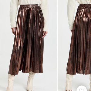 En Saison Pleated Metallic Midi Skirt